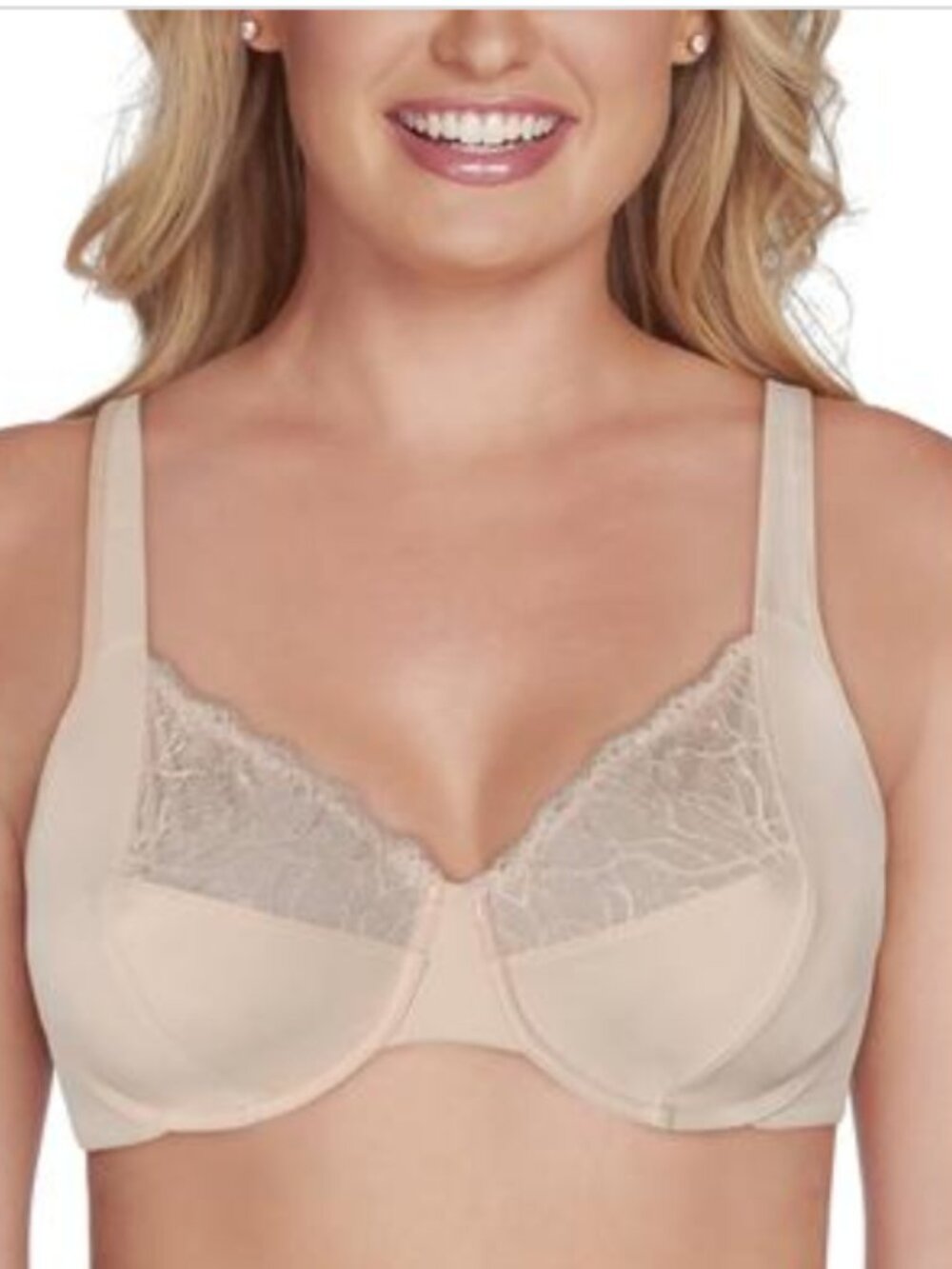 Vanity Fair Women S Flattering Lace Minimizer Underwire Bra Beige SIze 42D 9141